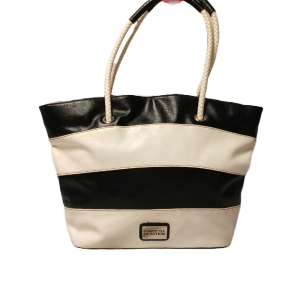 KENNETH COLE REACTION BLACK & WHITE TOTE BAG